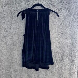 Vineyard Vines Plaid Velvet Halter Top Womens Large Blue Green Sleeveless Bow